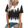 image:imageZeagoo Womens Summer Tops V Neck Short Sleeve Shirts Dressy Casual Blouse Spring Vacation Tshirts ClothesBlack White Gradient