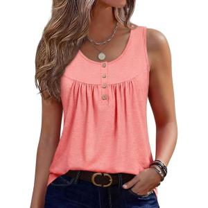 image:imageZeagoo Summer Tank Tops for Women 2026 Sleeveless Tunic Spring Casual Shirts Womens Work Tops Coral Pink