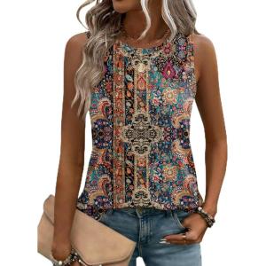 image:imageZeagoo Womens 2026 Tank Tops Casual Crewneck Sleeveless T Shirts Loose Fit Summer Tunic Blouse1mz721