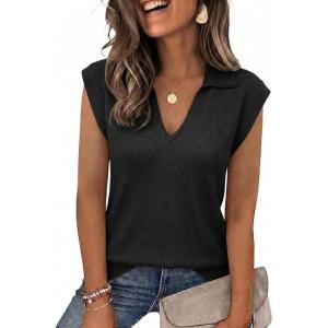 image:imageZeagoo Womens Sleeveless Sweaters Vest V Neck Lightweight Knit Pullover Sweater Dressy Summer TopsBlack
