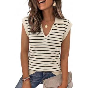 image:imageZeagoo Womens Sleeveless Sweaters Vest V Neck Lightweight Knit Pullover Sweater Dressy Summer TopsTw467