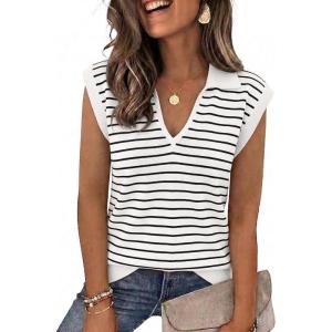 image:imageZeagoo Womens Sleeveless Sweaters Vest V Neck Lightweight Knit Pullover Sweater Dressy Summer TopsTw679