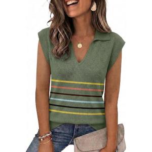 image:imageZeagoo Womens Sleeveless Sweaters Vest V Neck Lightweight Knit Pullover Sweater Dressy Summer TopsTw685
