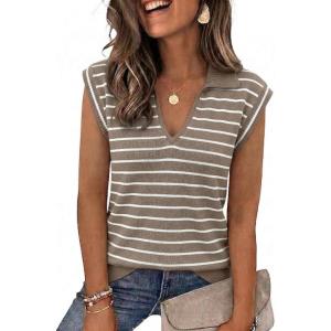 image:imageZeagoo Womens Sleeveless Sweaters Vest V Neck Lightweight Knit Pullover Sweater Dressy Summer TopsTw709