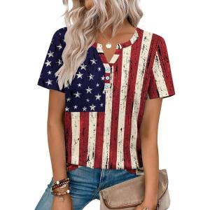 image:imageZeagoo Womens Summer Tops V Neck Short Sleeve Shirts Dressy Casual Blouse Spring Vacation Tshirts ClothesGq38
