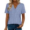 image:imageZeagoo Womens Tops Short Sleeve V Neck Tee Shirts Cute Dressy Casual Clothing Business Work BlouseBlue and White Stripes Tz273