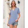 image:imageZeagoo Womens Tops Short Sleeve V Neck Tee Shirts Cute Dressy Casual Clothing Business Work BlouseBlue and White Stripes Tz273