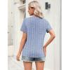 image:imageZeagoo Womens Tops Short Sleeve V Neck Tee Shirts Cute Dressy Casual Clothing Business Work BlouseBlue and White Stripes Tz273