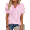 image:imageZeagoo Womens Tops Short Sleeve V Neck Tee Shirts Cute Dressy Casual Clothing Business Work BlousePink and White Stripes Tz300