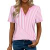 image:imageZeagoo Womens Tops Short Sleeve V Neck Tee Shirts Cute Dressy Casual Clothing Business Work BlousePink and White Stripes Tz300