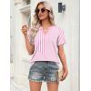 image:imageZeagoo Womens Tops Short Sleeve V Neck Tee Shirts Cute Dressy Casual Clothing Business Work BlousePink and White Stripes Tz300