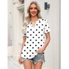 image:imageZeagoo Womens Tops Short Sleeve V Neck Tee Shirts Cute Dressy Casual Clothing Business Work BlouseWhite Polka Dots Jh592