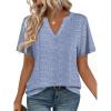 image:imageZeagoo Womens Tops Short Sleeve V Neck Tee Shirts Cute Dressy Casual Clothing Business Work BlouseBlue and White Stripes Tz273