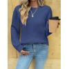 image:imageZeagoo Womens Sweaters 2026 Fashion Fall Tops Crew Neck Long Sleeve Knit Pullover Sweater SXXLNavy Blue