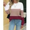 image:imageZeagoo Womens Sweaters 2026 Fashion Fall Tops Crew Neck Long Sleeve Knit Pullover Sweater SXXLWhite Wine Red