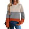 image:imageZeagoo Womens Sweaters 2026 Fashion Fall Tops Crew Neck Long Sleeve Knit Pullover Sweater SXXLWhite Gray Orange