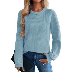 image:imageZeagoo Womens Sweaters 2026 Fashion Fall Tops Crew Neck Long Sleeve Knit Pullover Sweater SXXLBlue