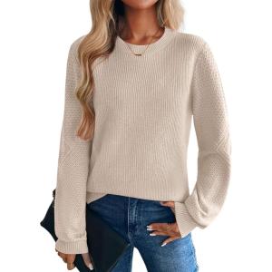 image:imageZeagoo Womens Sweaters 2026 Fashion Fall Tops Crew Neck Long Sleeve Knit Pullover Sweater SXXLGray