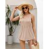 image:imageZeagoo Womens Summer Tank Tops 2026 Pleated Square Neck Loose Fit Casual Flowy Tunic Sleeveless ShirtsKhaki