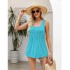 image:imageZeagoo Womens Summer Tank Tops 2026 Pleated Square Neck Loose Fit Casual Flowy Tunic Sleeveless ShirtsLake Green