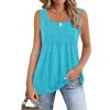 image:imageZeagoo Womens Summer Tank Tops 2026 Pleated Square Neck Loose Fit Casual Flowy Tunic Sleeveless ShirtsLake Green