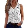 image:imageZeagoo Womens Tank Tops Summer Sleeveless Loose Fit Tops V Neck Pleated Shirts Basic Tees Dressy Casual Trendy ClothesSf224white Flower