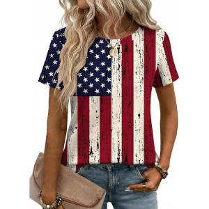 image:imageZeagoo Womens Tshirt Short Sleeve Summer Tops Crewneck Casual Basic Tee Shirts Spring Clothes Trendy OutfitZ Flag 38
