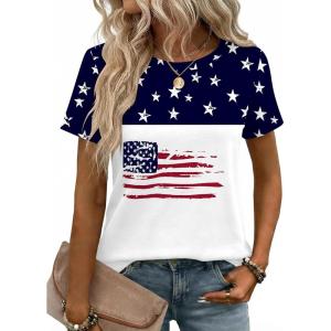 image:imageZeagoo Womens Tshirt Short Sleeve Summer Tops Crewneck Casual Basic Tee Shirts Spring Clothes Trendy OutfitZ Flag White 39