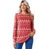 image:imageZeagoo Long Sleeve Shirts for Women Casual Fall Fashion Crewneck Pleated Tunic Tops Work Outfit BlouseChristmas Red 142
