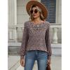 image:imageZeagoo Long Sleeve Shirts for Women Casual Fall Fashion Crewneck Pleated Tunic Tops Work Outfit BlouseFloral Brown 517