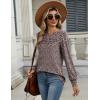 image:imageZeagoo Long Sleeve Shirts for Women Casual Fall Fashion Crewneck Pleated Tunic Tops Work Outfit BlouseFloral Brown 517