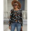 image:imageZeagoo Long Sleeve Shirts for Women Casual Fall Fashion Crewneck Pleated Tunic Tops Work Outfit BlouseHalloween Black