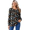 image:imageZeagoo Long Sleeve Shirts for Women Casual Fall Fashion Crewneck Pleated Tunic Tops Work Outfit BlouseHalloween Black