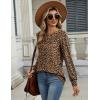 image:imageZeagoo Long Sleeve Shirts for Women Casual Fall Fashion Crewneck Pleated Tunic Tops Work Outfit BlouseLeopard 136