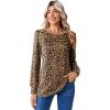 image:imageZeagoo Long Sleeve Shirts for Women Casual Fall Fashion Crewneck Pleated Tunic Tops Work Outfit BlouseLeopard 136