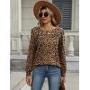 image:imageZeagoo Long Sleeve Shirts for Women Casual Fall Fashion Crewneck Pleated Tunic Tops Work Outfit BlouseLeopard 136