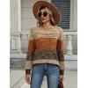 image:imageZeagoo Long Sleeve Shirts for Women Casual Fall Fashion Crewneck Pleated Tunic Tops Work Outfit BlouseStripes Brown 398