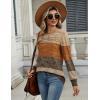 image:imageZeagoo Long Sleeve Shirts for Women Casual Fall Fashion Crewneck Pleated Tunic Tops Work Outfit BlouseStripes Brown 398