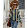 image:imageZeagoo Long Sleeve Shirts for Women Casual Fall Fashion Crewneck Pleated Tunic Tops Work Outfit BlouseStripes Multicolor 289