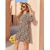 image:imageZeagoo Womens Boho Dresses Casual Beach Summer Dress Tassel Tie Neck 34 Long Sleeve Mini Sundress 2026 Floral Print Cover UpBeige