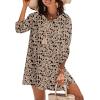 image:imageZeagoo Womens Boho Dresses Casual Beach Summer Dress Tassel Tie Neck 34 Long Sleeve Mini Sundress 2026 Floral Print Cover UpBeige