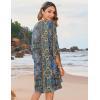 image:imageZeagoo Womens Boho Dresses Casual Beach Summer Dress Tassel Tie Neck 34 Long Sleeve Mini Sundress 2026 Floral Print Cover UpBlue Mz779