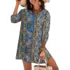 image:imageZeagoo Womens Boho Dresses Casual Beach Summer Dress Tassel Tie Neck 34 Long Sleeve Mini Sundress 2026 Floral Print Cover UpBlue Mz779