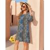 image:imageZeagoo Womens Boho Dresses Casual Beach Summer Dress Tassel Tie Neck 34 Long Sleeve Mini Sundress 2026 Floral Print Cover UpBlue Mz779