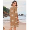 image:imageZeagoo Womens Boho Dresses Casual Beach Summer Dress Tassel Tie Neck 34 Long Sleeve Mini Sundress 2026 Floral Print Cover UpBrown Mz917