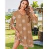 image:imageZeagoo Womens Boho Dresses Casual Beach Summer Dress Tassel Tie Neck 34 Long Sleeve Mini Sundress 2026 Floral Print Cover UpBrown Mz917