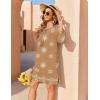 image:imageZeagoo Womens Boho Dresses Casual Beach Summer Dress Tassel Tie Neck 34 Long Sleeve Mini Sundress 2026 Floral Print Cover UpBrown Mz917