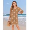 image:imageZeagoo Womens Boho Dresses Casual Beach Summer Dress Tassel Tie Neck 34 Long Sleeve Mini Sundress 2026 Floral Print Cover UpBrown Mz917
