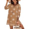 image:imageZeagoo Womens Boho Dresses Casual Beach Summer Dress Tassel Tie Neck 34 Long Sleeve Mini Sundress 2026 Floral Print Cover UpBrown Mz917