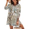 image:imageZeagoo Womens Boho Dresses Casual Beach Summer Dress Tassel Tie Neck 34 Long Sleeve Mini Sundress 2026 Floral Print Cover UpColorful Mz453